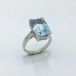 bague diamant, aigue marine et OR 750 milliemes - Bijouterie Ferre au Bouscat